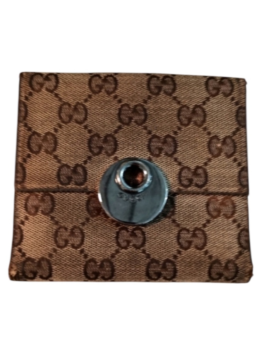 Authentic Gucci Bifold Wallet Eclipse GG Canvas Leather Beige Compact Women